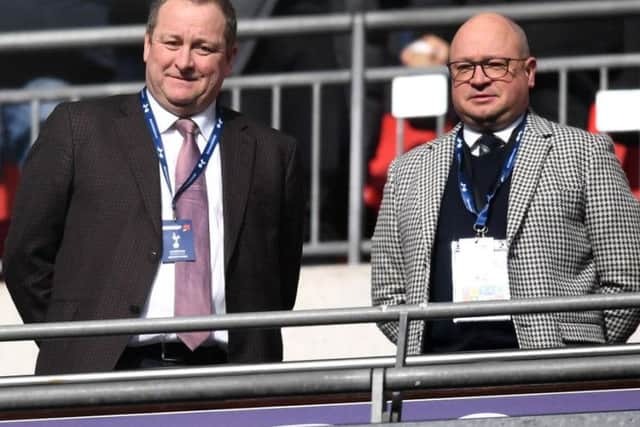 Mike Ashley and Lee Charnley at Wembley.