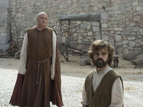 From left, Conleth Hill as Varys and Peter Dinklage as Tyrion Lannister return in the last series of Game of Thrones.