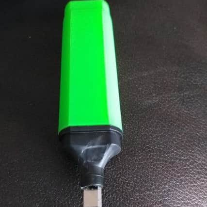 The  highlighter pen fashioned into a weapon which was found by a Boldon School pupil