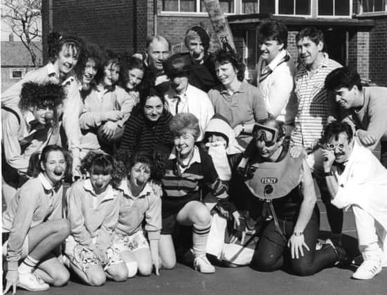 Comic relief red nose day  March 1989  Staff and pupils at Redwell Comprehensive competed in a fancy dress netball  match for Comic Relief.