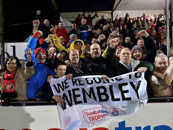 Sunderland fans celebrate the Checkatrade Trophy semi-final victory at Bristol Rovers.