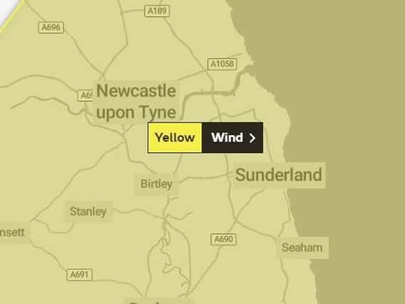 Weather warning in place for wind in the region
