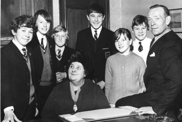 Back in  March 1970,  South Shields junior road safety quiz team were pictured with Deputy Mayor and Mayoress, Ald and Mrs George Rossiter. Left to right: Paul McVay, Stephen Barnes, Duncan Emmerson, John Livingston, Karen Barnes and Alan Livingstone.