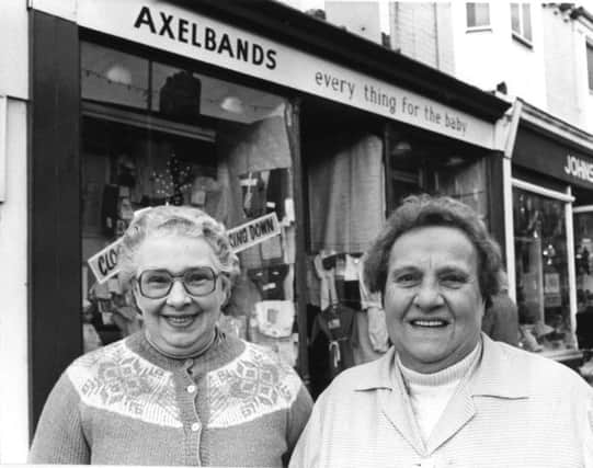 The two popular ladies outside the  Axelbands baby shop.