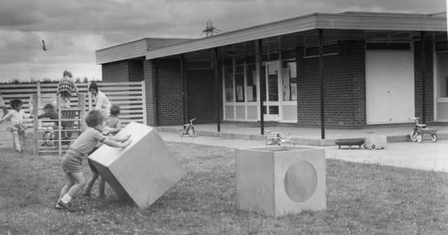 The new School Loaning Nursery School seen from the children's play area. The picture was taken in  July 1971.