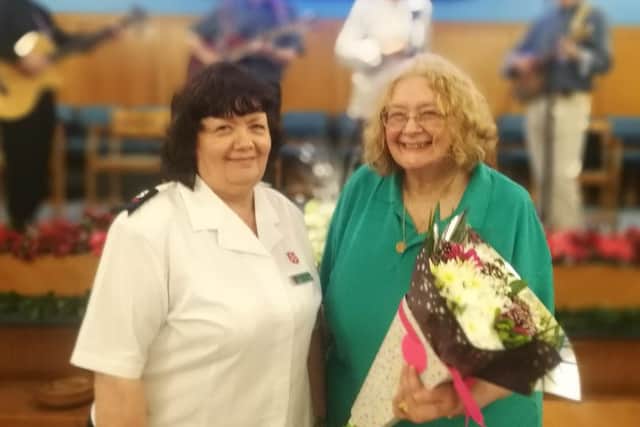 Gwynneth Gomersall, a Divisional Envoy - an officer within the Salvation Army paid tribute to siter Carol Hall for her dedication and commitment to Operation Christmas Child
