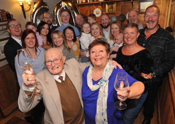 George and Mavis Elsy toast their Diamond Wedding Anniversary with family at a surprise party held at The Red Lion, West Boldon.
