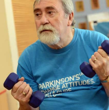 Parkinson's support exercise group at South Shields Museum. Parkinson's UK branch John Shone