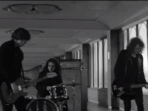 This still from the Catfish and the Bottlemen video shows them performing in one of the shelters at South Shields Amphitheatre.