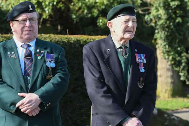 Veterans at the war memorial bench and plaque that was unveiling at a service at Hebburn Cemetery on Sunday.