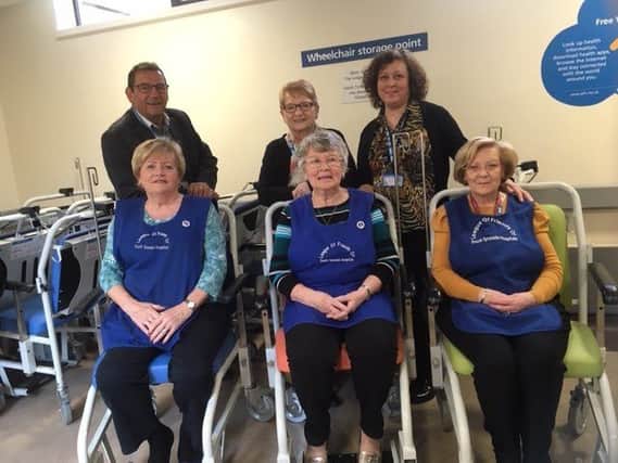 Left to right, seated, League of Friends members Josie Wigham, Betty Pippin and Ann Thompson; back row, South Tyneside NHS Foundation Trusts director of estates and facilities Steve Jamieson. League of Friends liaison Liz Nicholson and medical devices co-ordinator Clare Williams