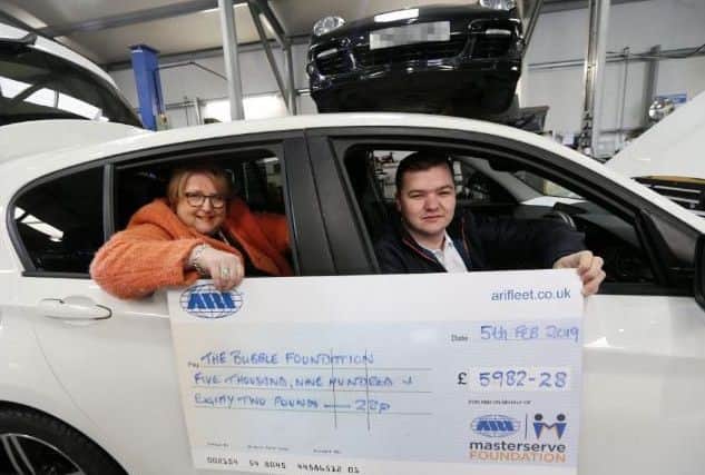 James Morgan with Gill Wheeldon from the Bubble Foundation