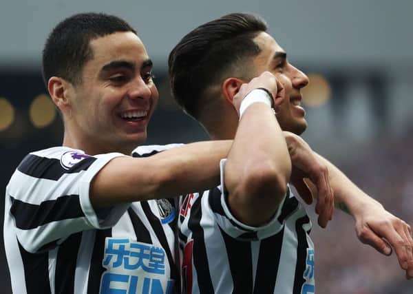 Miguel Almiron, left, and Ayoze Perez.
