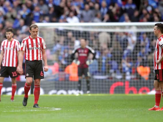 Lee Cattermole shows his dejection at Wembley.