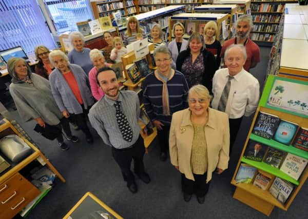 Coun Fay Cunningham with Whitburn Library's volunteers