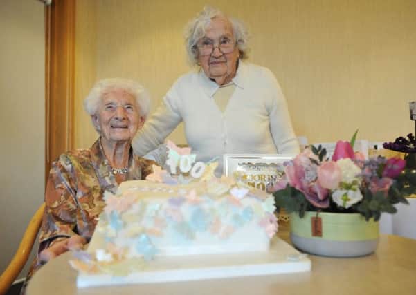 Celebrating her 100th birthday Doris Short, with best friend Sylvia Phillips, who also celebrates her 100th birthday.