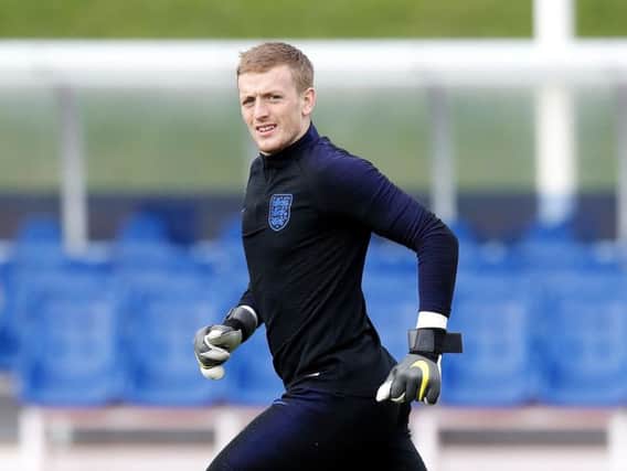 Jordan Pickford in training for England