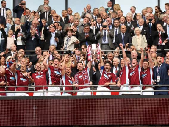 South Shields celebrate winning the FA Vase in 2017.