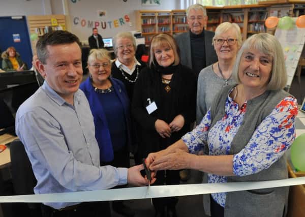 Author Alan Parkinson and Angela Lishman official open Boldon Lane Library.