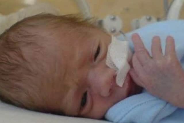 Gray Pattinson as a baby when he was born seven weeks premature.