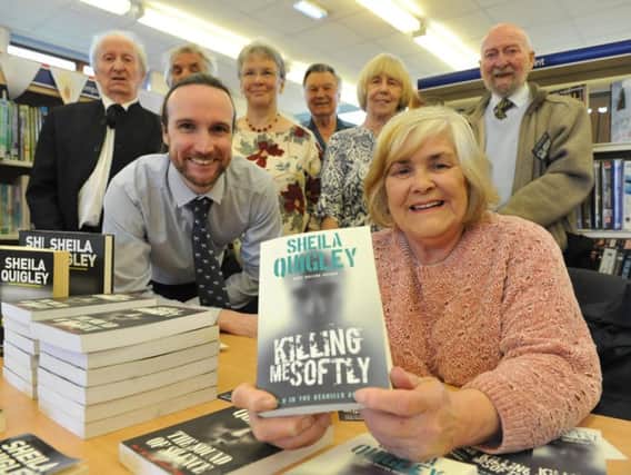 Author Sheila Quigley with trustees of Whitburn Library.