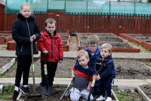 Green Hope Allotment visitors (left to right) Kayleigh Anderson, Alfie Stephenson, Joseph With, Joshua Robb and Jack Johnson. Picture by FRANK REID