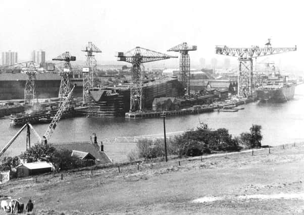 A shipyard on the Tyne in the last century.