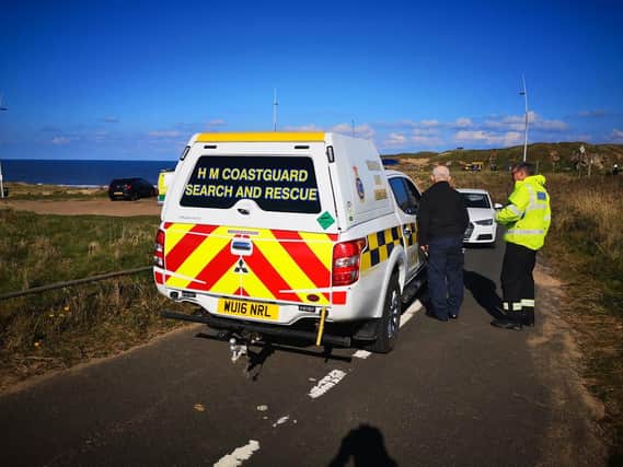 Coastguard rescue teams at Trow Rocks in South Shields.