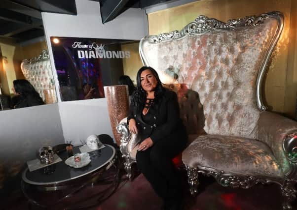 Club owner Kerrie Katopodis inside one of her venues, House of Diamonds, in South Shields. Picture: Kevin Ho.