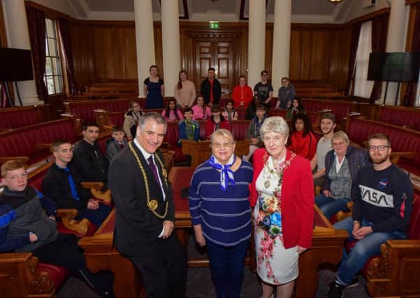 The Mayor and Mayoress of South Tyneside Coun. Ken Stephenson and Cathy Stephenson, with Coun. Fay Cunningham and students from twin town of Wuppertal, Germany