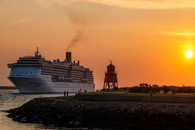 Costa Mediterranea sails past the Groyne into the Port of Tyne. Pic: Stephen Moran.