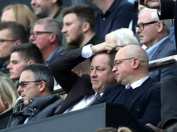 Justin Barnes, Mike Ashley and Lee Charnley.
