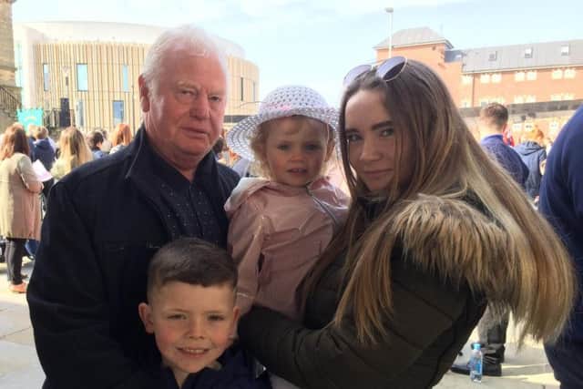 Tony Scott, with grandchildren, Jayden. Darcie and Keira Bridle.