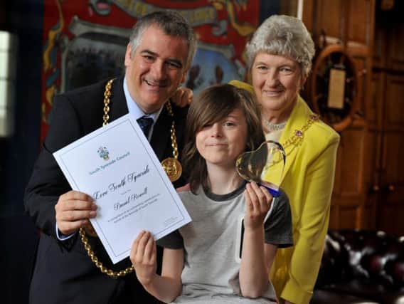 Daniel Rowell is pictured with the Mayor, Coun Ken Stephenson and Mayoress Coun Ken Stephenson and Cathy Stephenson.