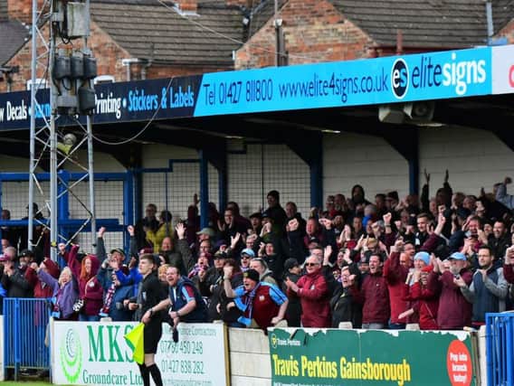 South Shields FC supporters celebrate. Picture by Kev Wilson.