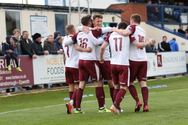 The South Shields FC players celebrate, picture by Peter Talbot.