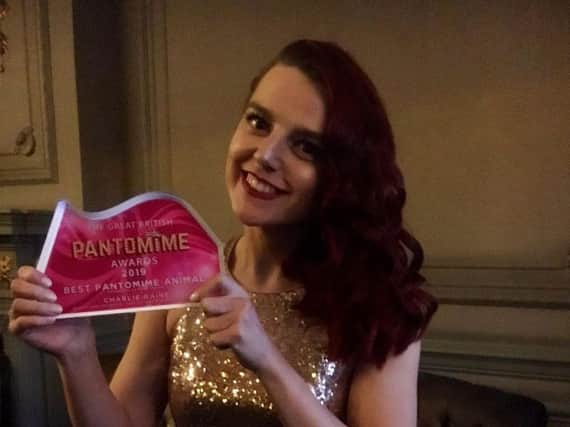 Charlie Raine who has won Best Pantomime Animal at the Great British Pantomime Awards.