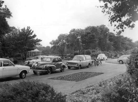 Cars parked in the middle of West Park, South Shields in  July 1969.