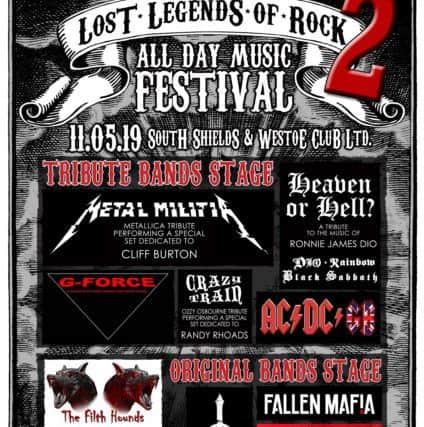 The poster for the Lost Legends of Rock Festival 2.