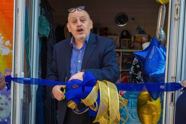 Charity patron Ray Spencer MBE, executive director of The Customs House, officially opened the new Waves charity shop.