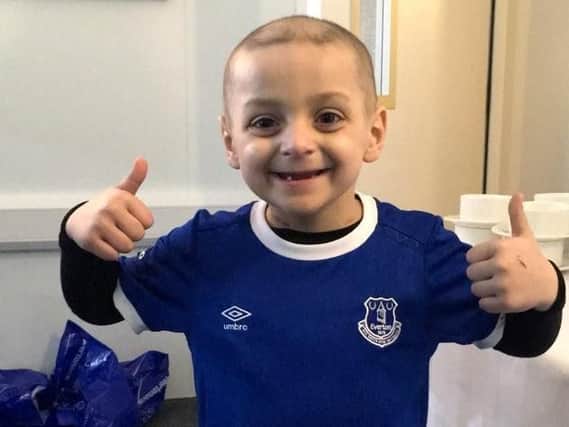 Bradley Lowery wears the colours of his second-best team Everton. Picture: Bradley Lowery Foundation.