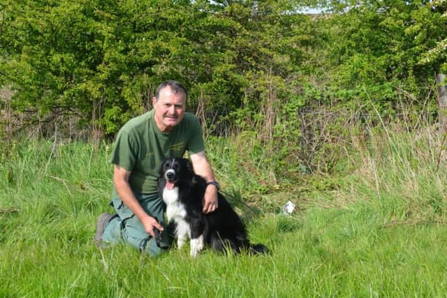 Peter Collins at the location were Border Collie Ted found missing Cleadon man George Dodds