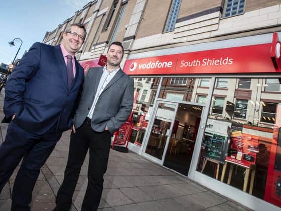 PG Legal's Phil Dean and Kevin Frampton who has acquired the Vodafone store in King Street, South Shields.
