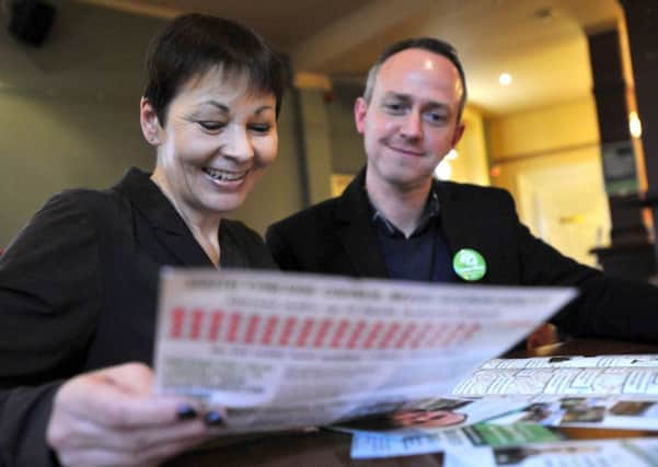 Coun David Francis with Green Party co-leader Caroline Lucas
