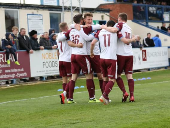 South Shields FC celebrate a goal, picture by Peter Talbot.