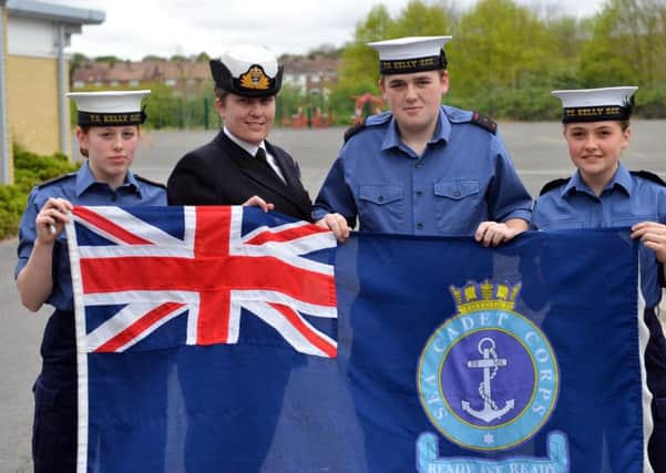 Sea Cadets at Boldon School achieve CVQO qualification From left Kara Mohammed, S/Lt Ingrid Moir, Cade Scott and Molly Smith.