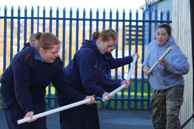The cadets in action as part of their training