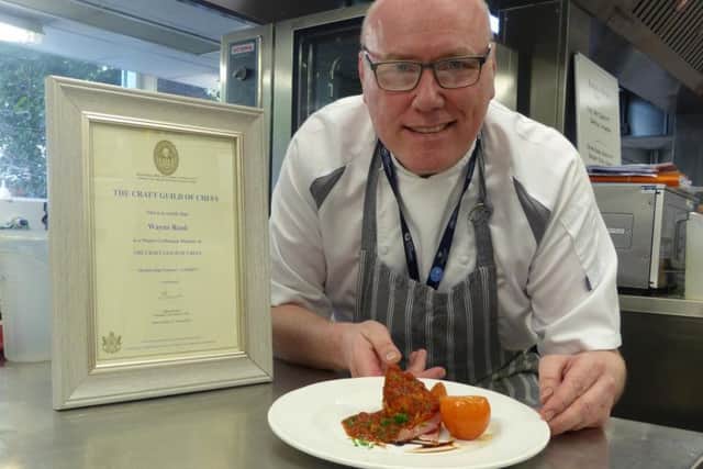 Wayne Reed with his Master Craftsman by the Craft Guild of Chefs award