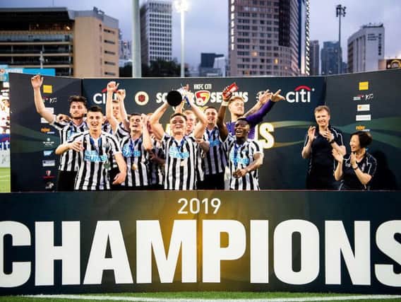 Newcastle United beat Rangers to claim Hong Kong Soccer Sevens title.