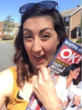 Jen Elliott with the copy of OK Magazine which her ARTventurers classes have been recommended for Meghan Markle to try with her baby son Archie.